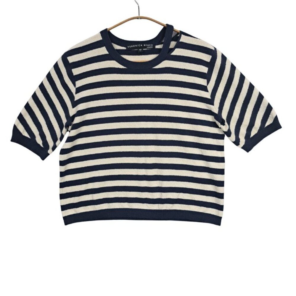 Veronica Beard Jeans Nautical Navy & White Stripe Knit Top Size M - Picture 7 of 7